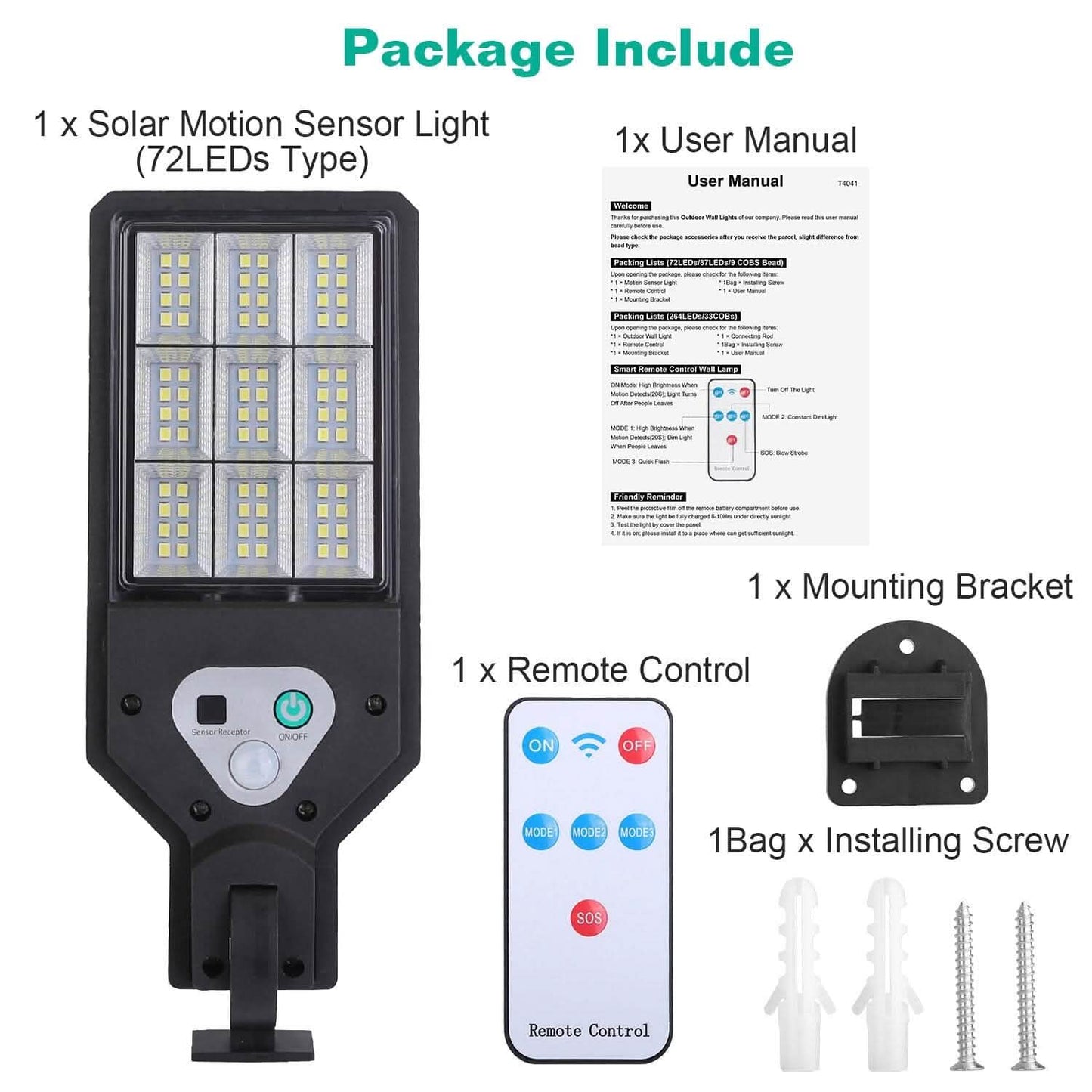 Solar Wall Light Outdoor Beads PIR Motion Sensor Remote Control Wireless Lamps DailySale
