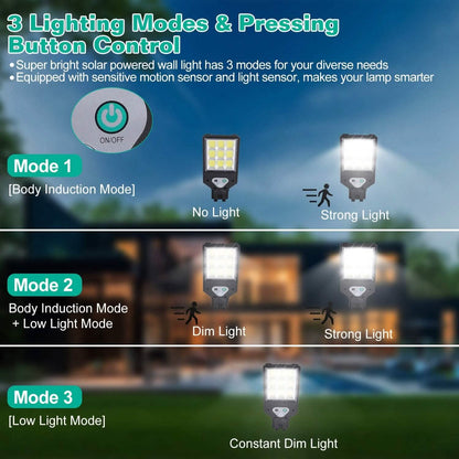 Solar Wall Light Outdoor Beads PIR Motion Sensor Remote Control Wireless Lamps DailySale