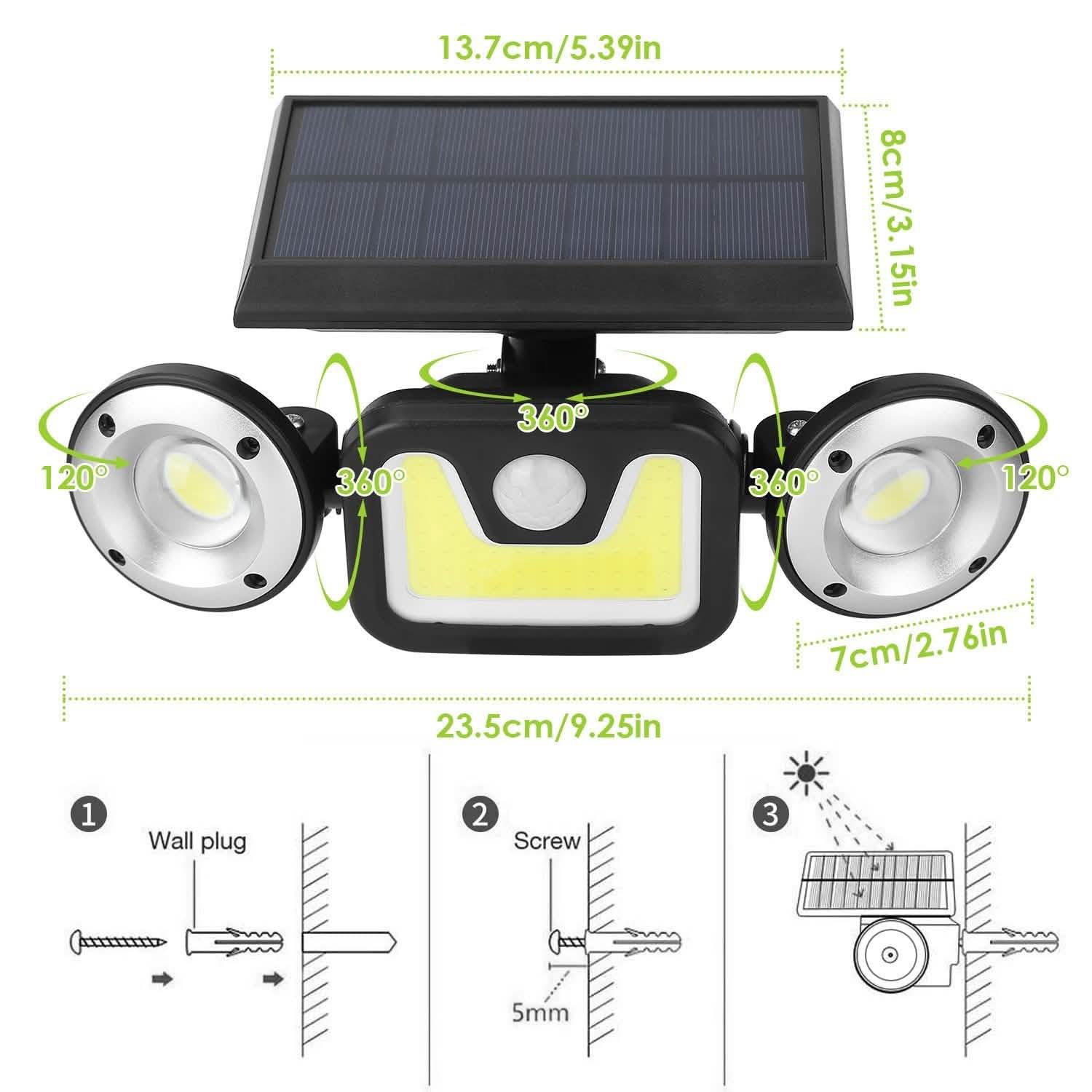 Solar Wall Light Outdoor PIR Motion Sensor LED DailySale