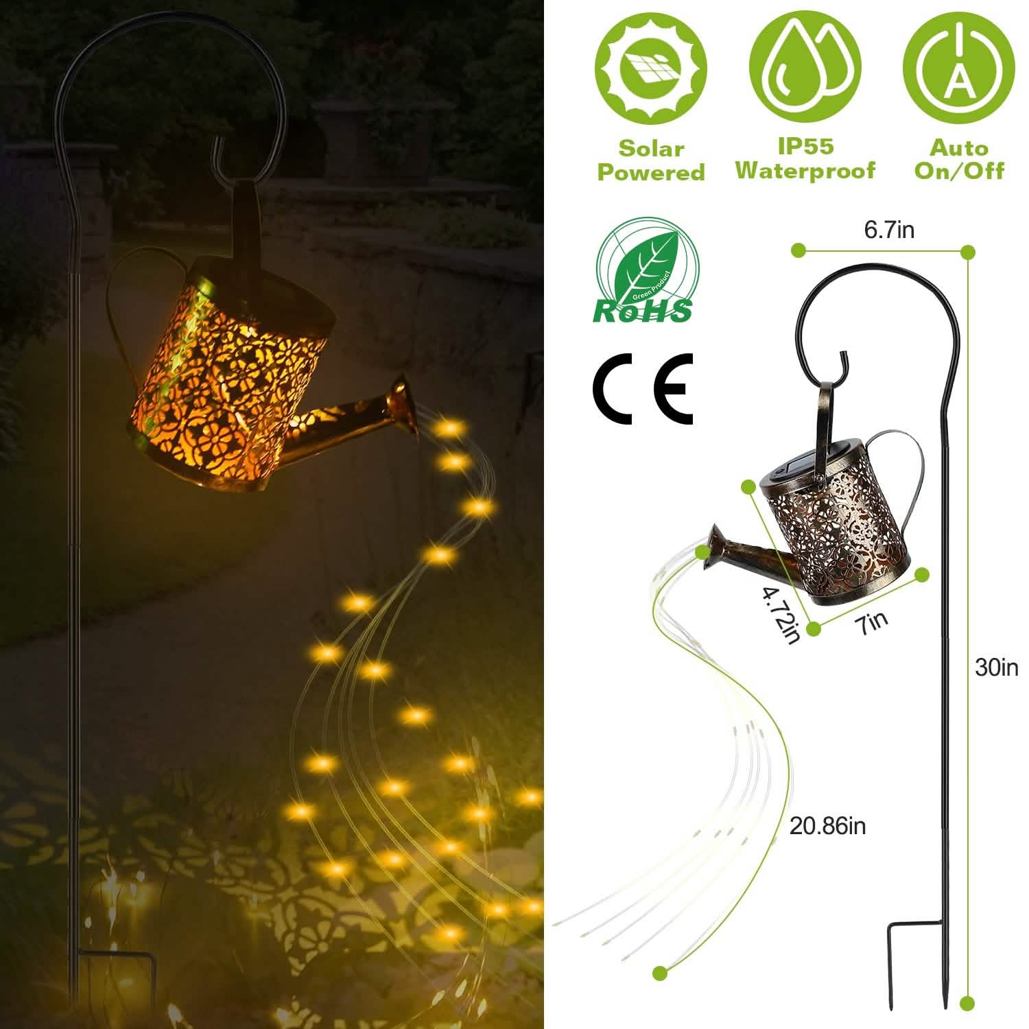 Solar Watering Can Powdered String Light Stake DailySale