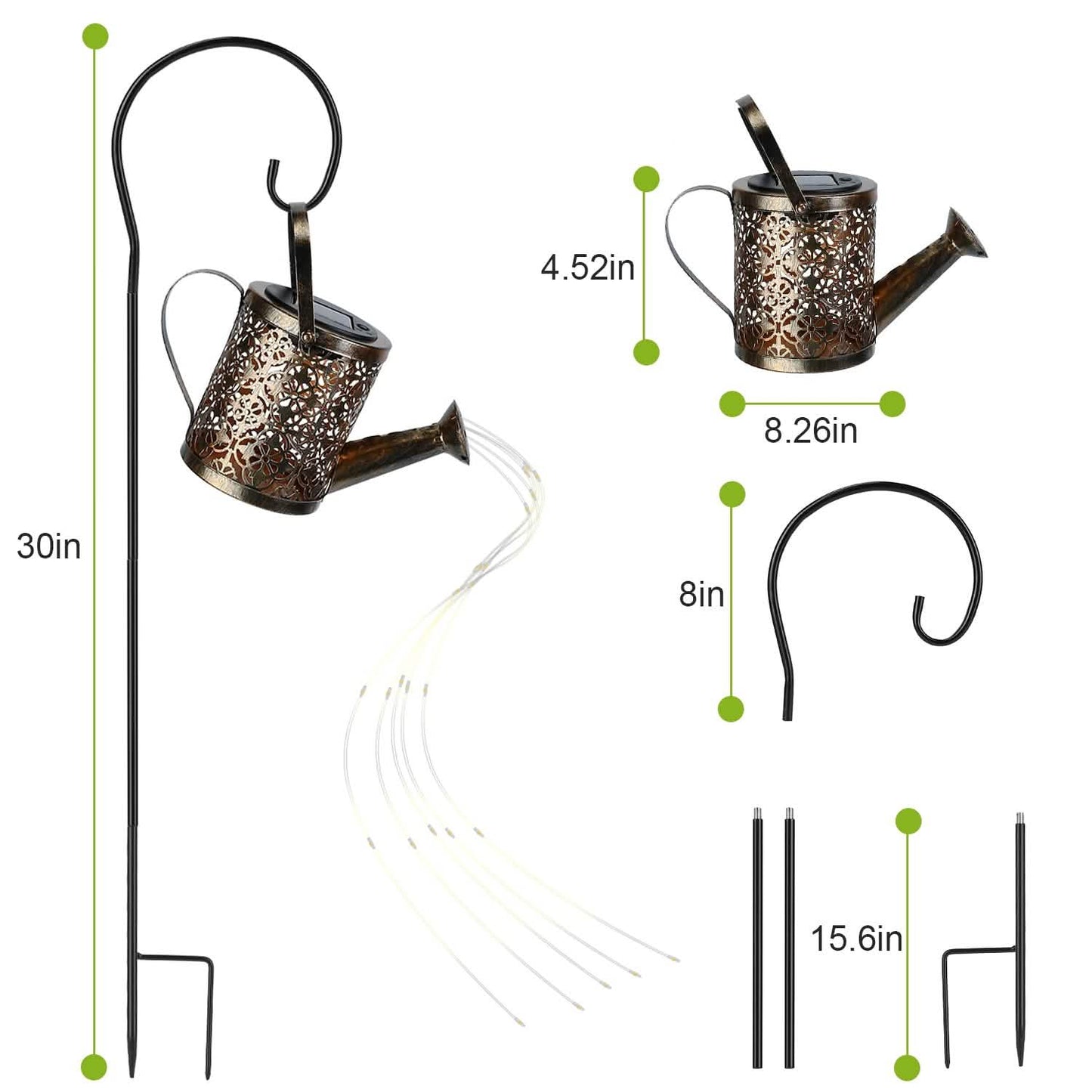 Solar Watering Can Powdered String Light Stake DailySale