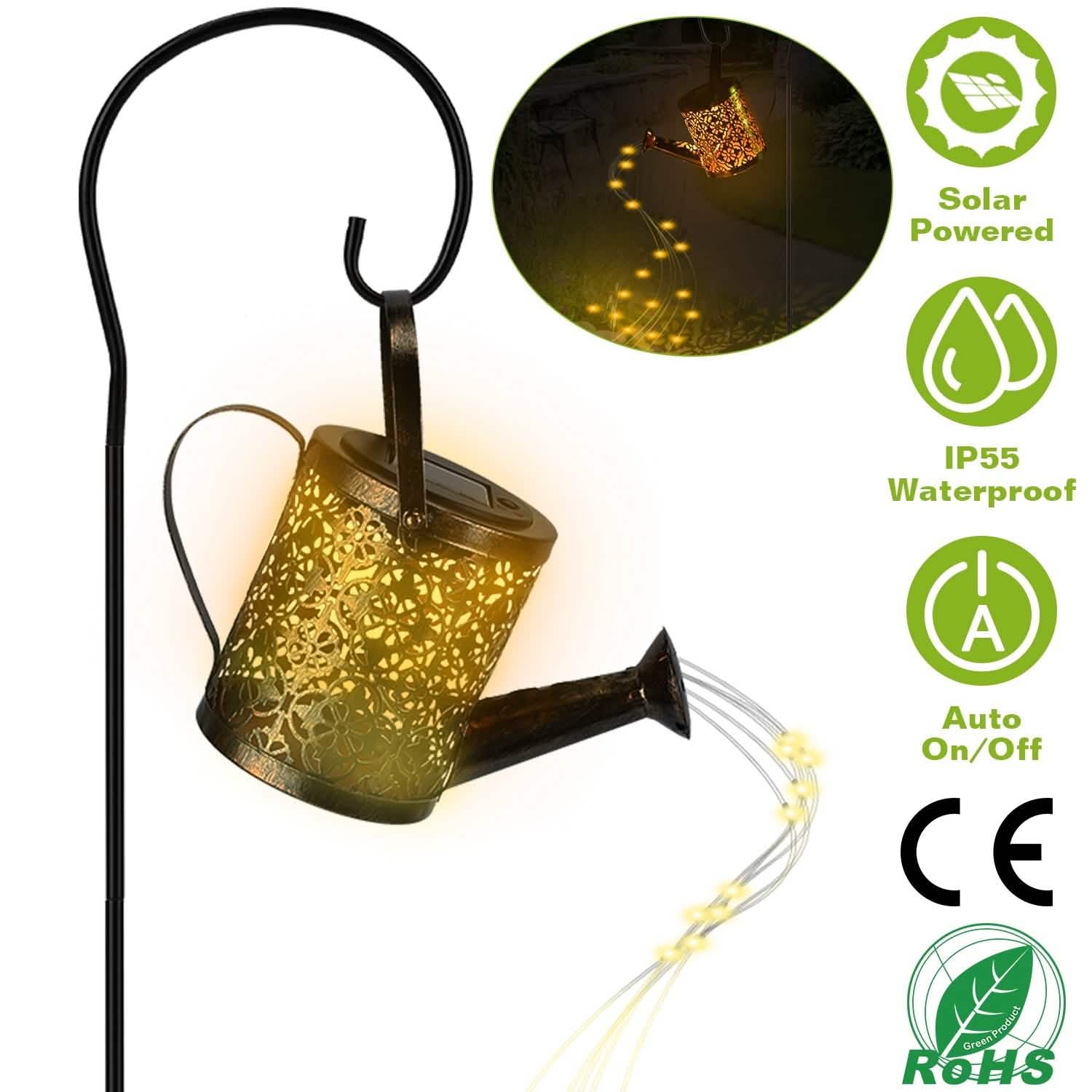 Solar Watering Can Powdered String Light Stake DailySale