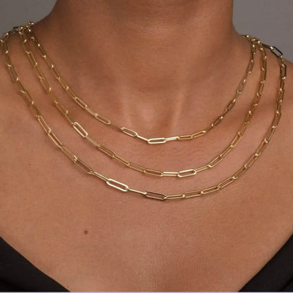 Solid 14K Gold 5mm Paperclip Chain Necklace Made In Italy DailySale