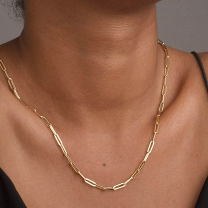 Solid 14K Gold 5mm Paperclip Chain Necklace Made In Italy DailySale