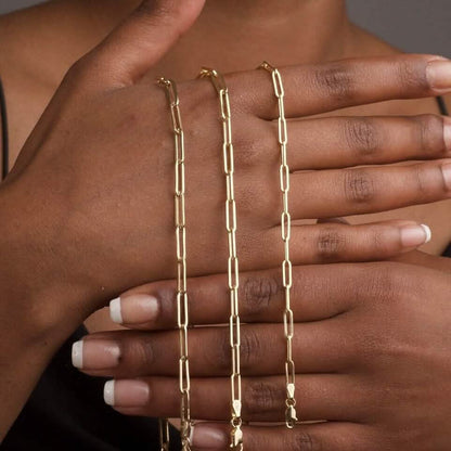 Solid 14K Gold 5mm Paperclip Chain Necklace Made In Italy DailySale