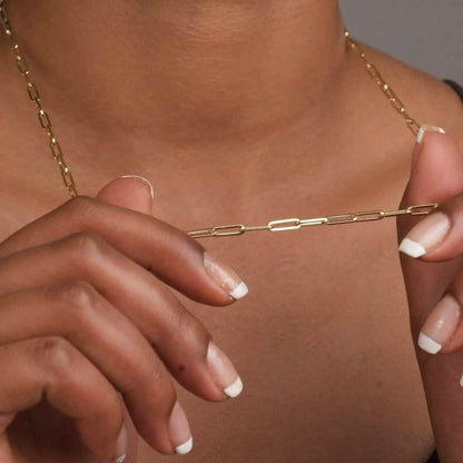 Solid 14K Gold 5mm Paperclip Chain Necklace Made In Italy DailySale