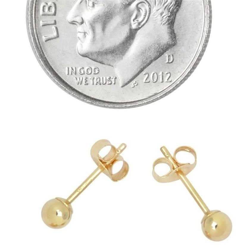 Solid 14K Gold Ball Studs - Assorted Sizes DailySale