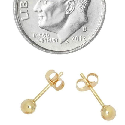 Solid 14K Gold Ball Studs - Assorted Sizes DailySale