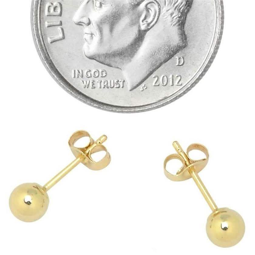 Solid 14K Gold Ball Studs - Assorted Sizes DailySale