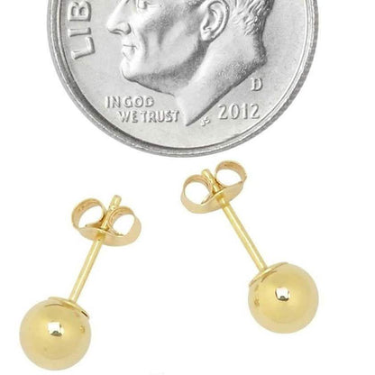 Solid 14K Gold Ball Studs - Assorted Sizes DailySale