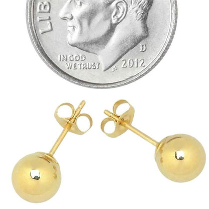 Solid 14K Gold Ball Studs - Assorted Sizes DailySale