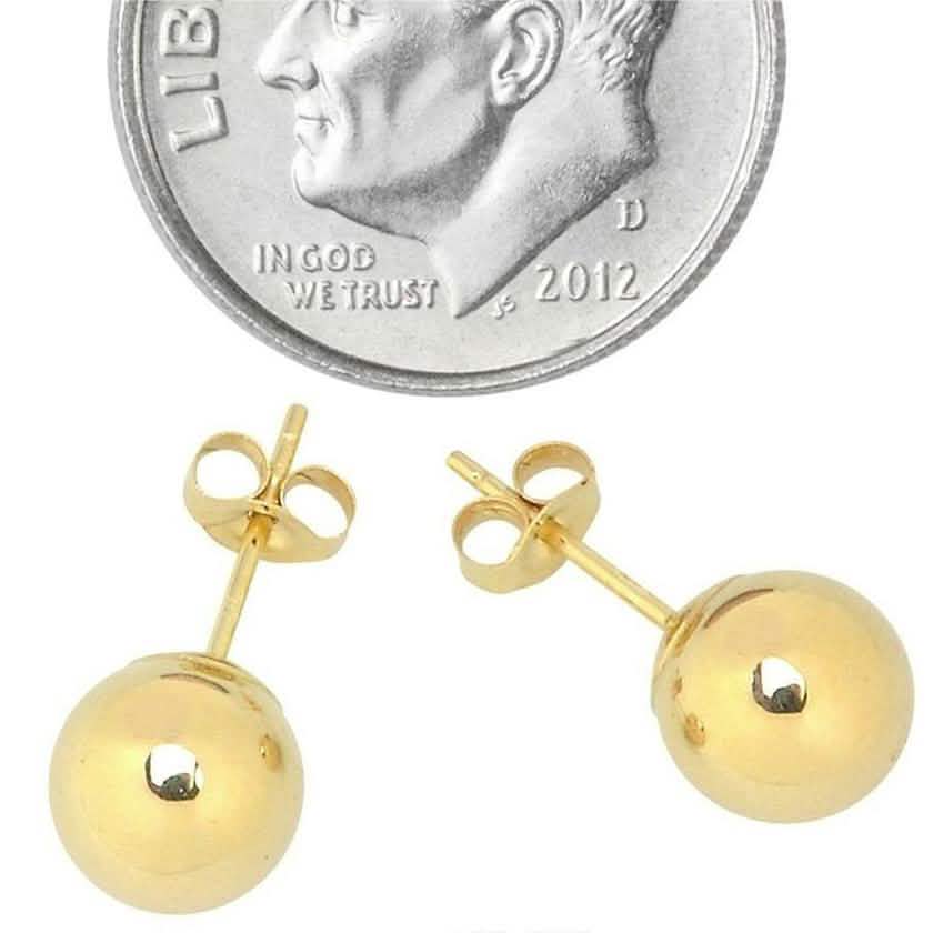 Solid 14K Gold Ball Studs - Assorted Sizes DailySale