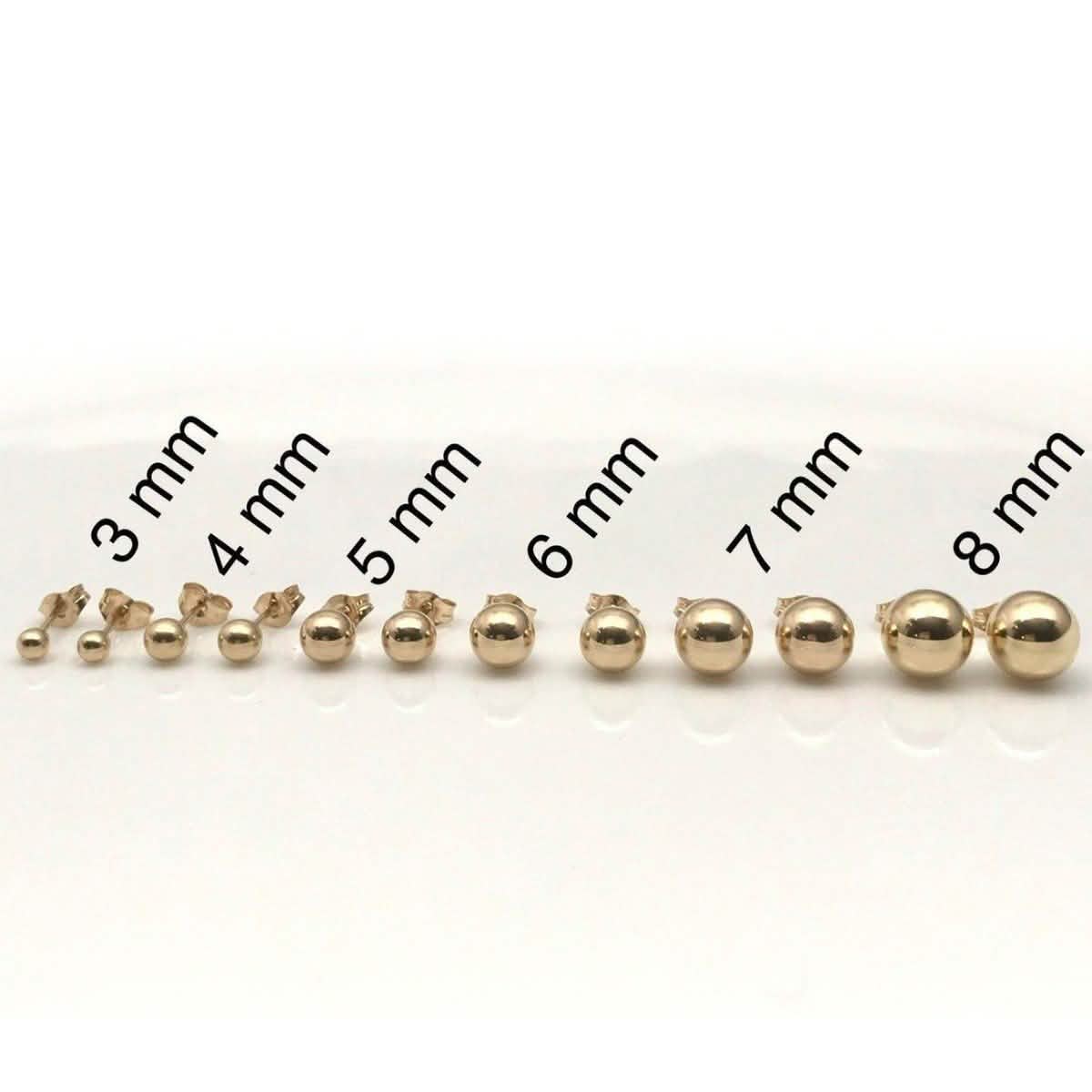Solid 14K Gold Ball Studs - Assorted Sizes DailySale