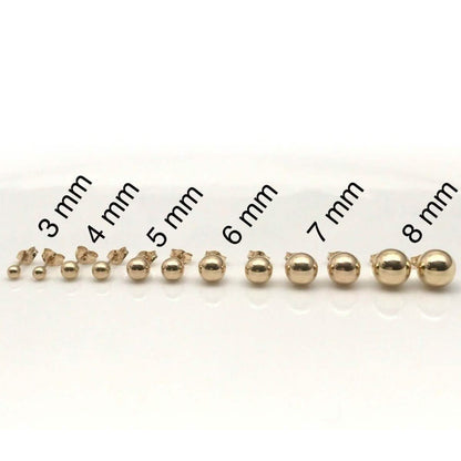 Solid 14K Gold Ball Studs - Assorted Sizes DailySale