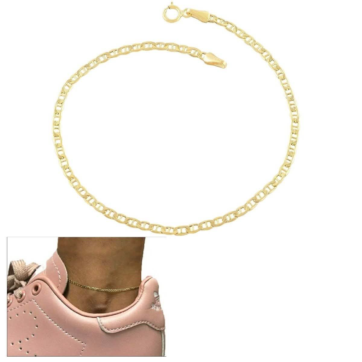 Solid 14K Gold Flat Marina Anklet DailySale