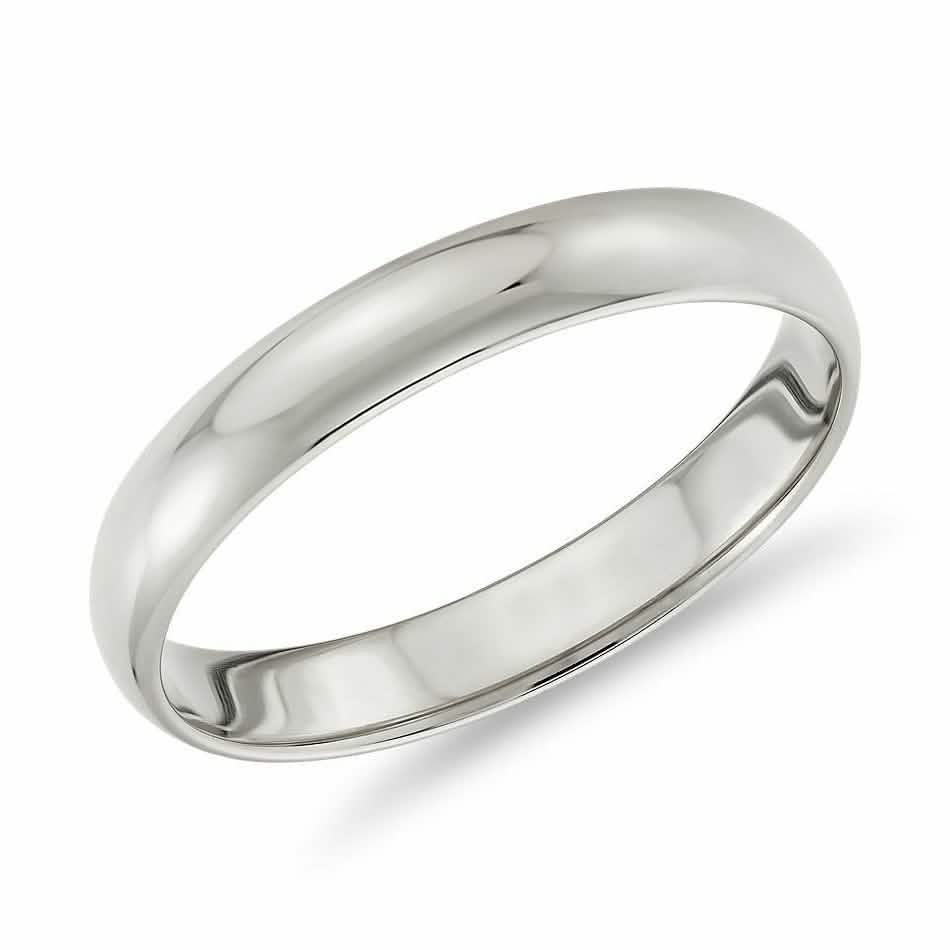 Solid 14K White Gold 3mm Comfort Fit Wedding Band Ring DailySale