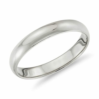 Solid 14K White Gold 3mm Comfort Fit Wedding Band Ring DailySale