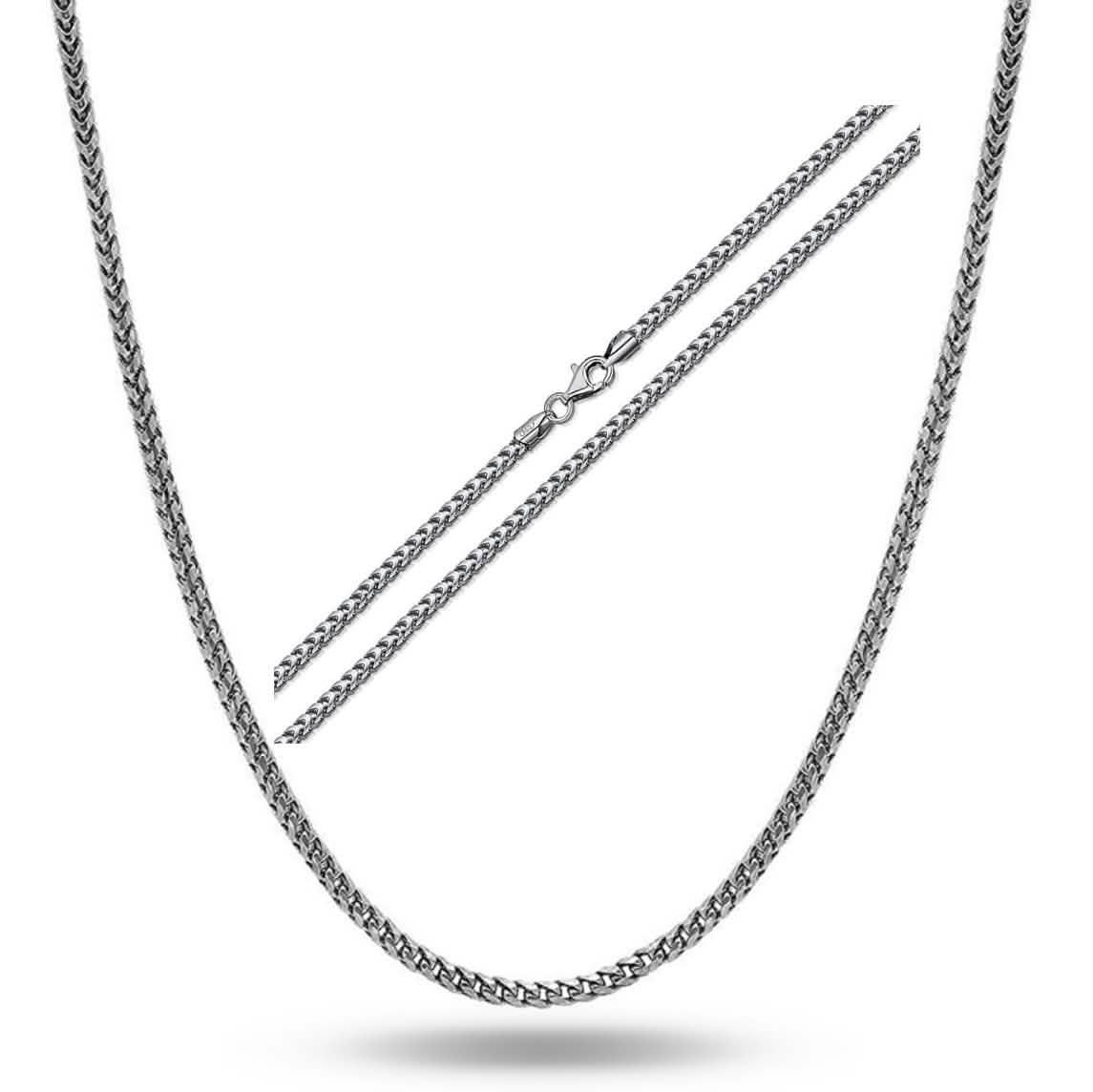 Solid .925 Sterling Silver Rhodium Plated 1.1mm Franco Chain DailySale