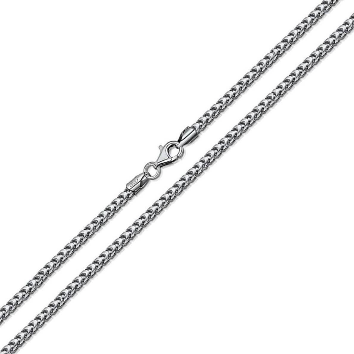 Solid .925 Sterling Silver Rhodium Plated 1.1mm Franco Chain DailySale