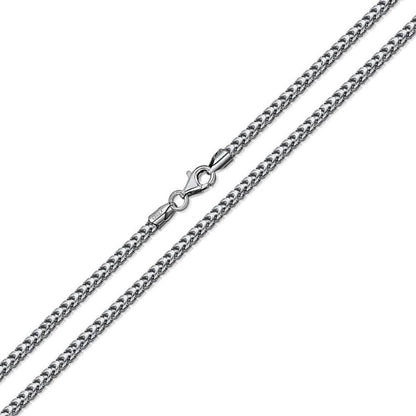 Solid .925 Sterling Silver Rhodium Plated 1.1mm Franco Chain DailySale