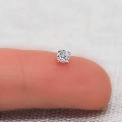 Solid 925 Sterling Silver Round  Cut  Crystal Small Studs DailySale