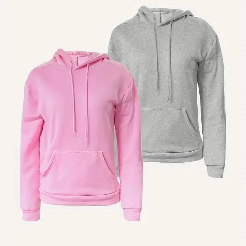 Solid Drawstring Casual Long Sleeve Hoodie DailySale