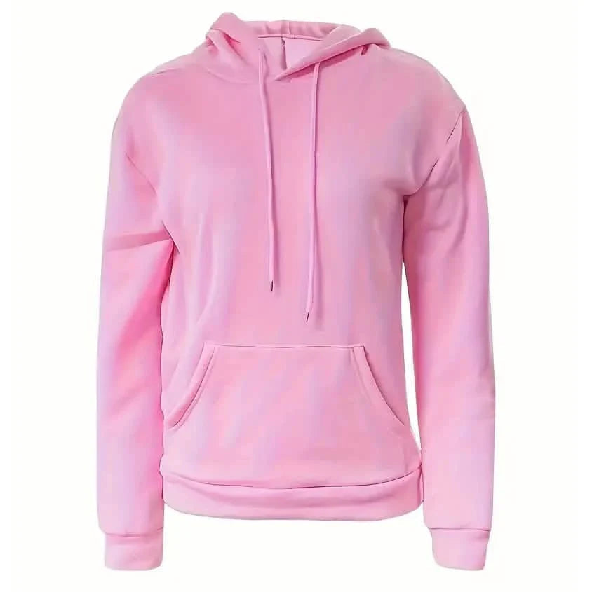 Solid Drawstring Casual Long Sleeve Hoodie DailySale