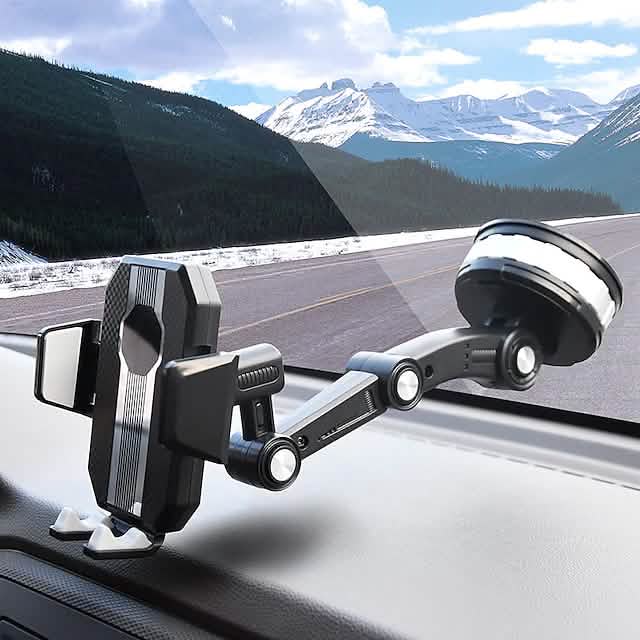 Solid & Durable Car Phone Holder Mount for Dashboard Windshield Long Arm Strong Suction Cell Phone Car Mount DailySale