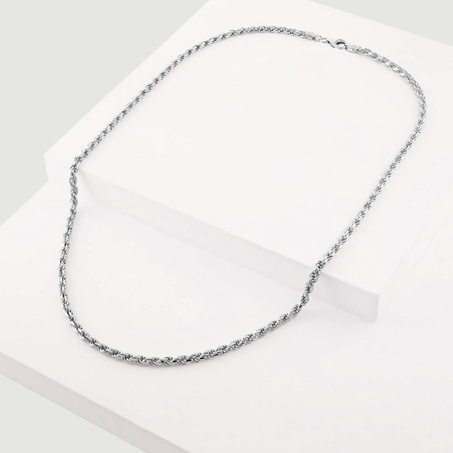 Solid Sterling Silver 3.5MM Rope Link Chain DailySale