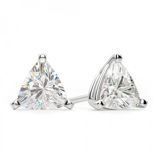 Solid Sterling Silver 6mm Trillion Cut Studs DailySale