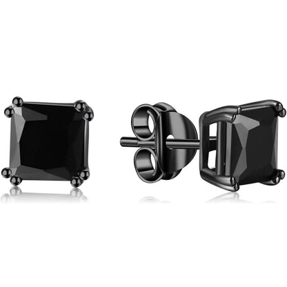 Solid Sterling Silver Black CZ Studs DailySale