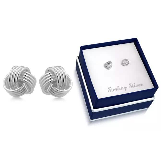 Solid Sterling Silver Love Knot Stud Earrings DailySale