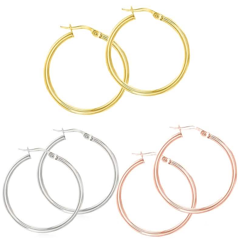 Solid Sterling Silver Plain French Lock Hoops DailySale