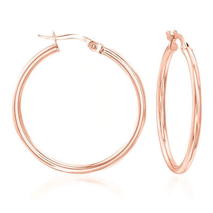 Solid Sterling Silver Plain French Lock Hoops DailySale