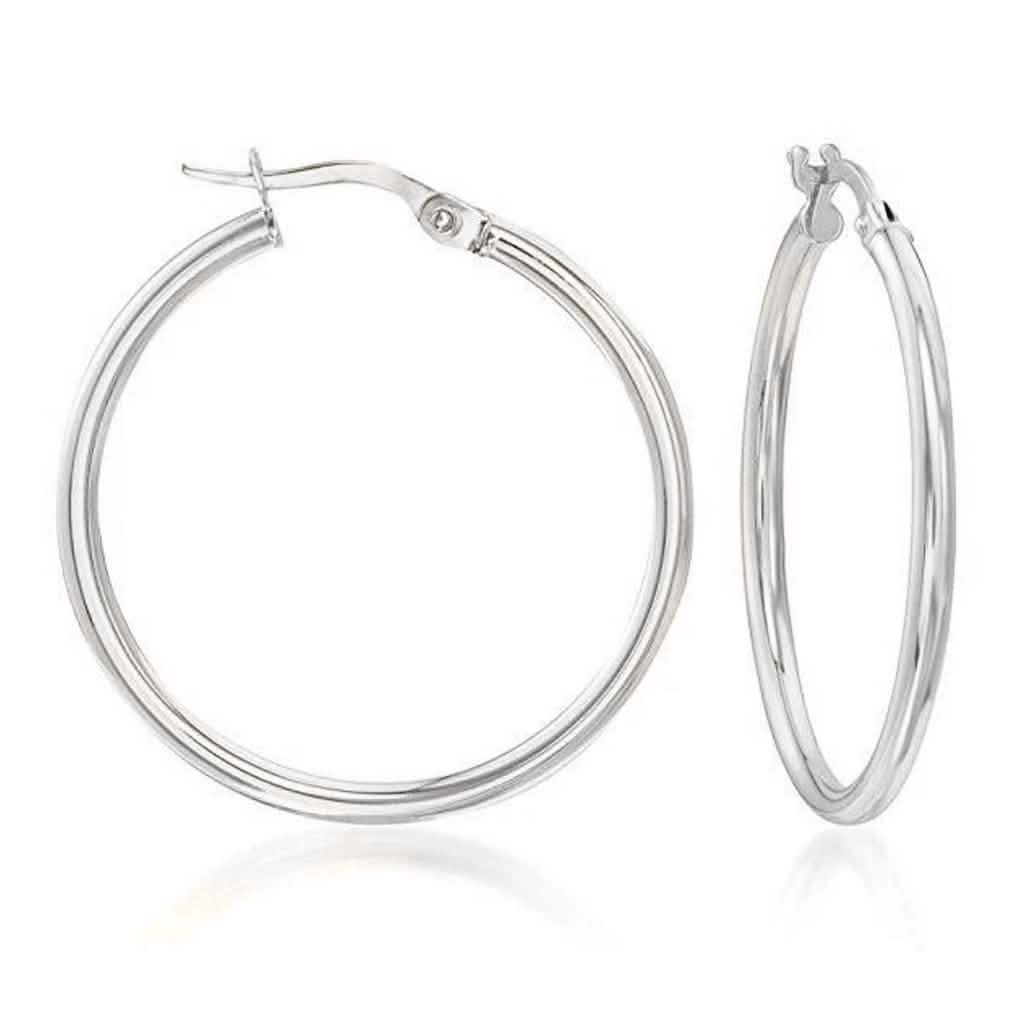 Solid Sterling Silver Plain French Lock Hoops DailySale