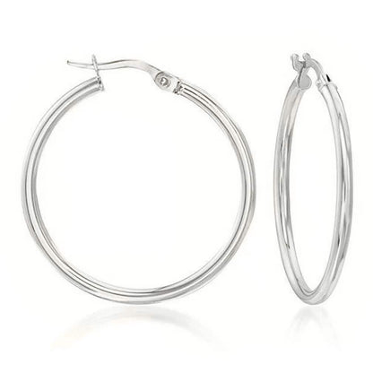 Solid Sterling Silver Plain French Lock Hoops DailySale