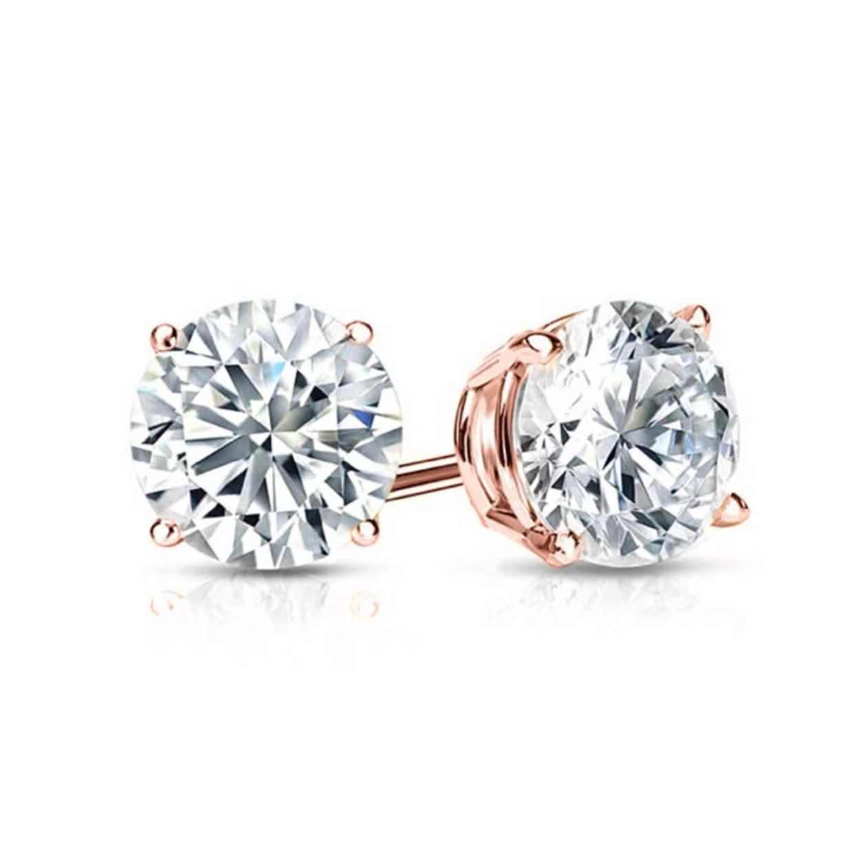 Solid Sterling Silver Round Crystal Studs DailySale