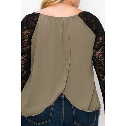 Solid Top Featuring Flattering Lace Bell Sleeves DailySale