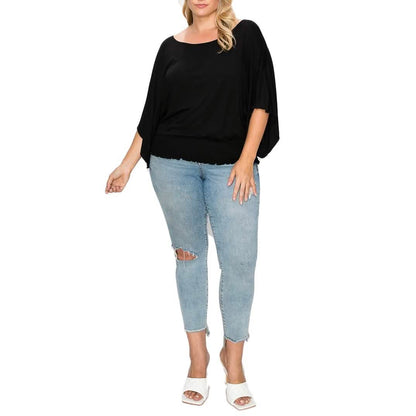 Solid Top Featuring Flattering Wide Sleeves DailySale