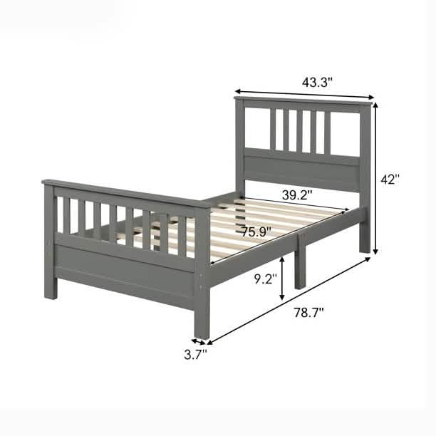 Solid Wood Platform Bed and Kids Room Headboard DailySale