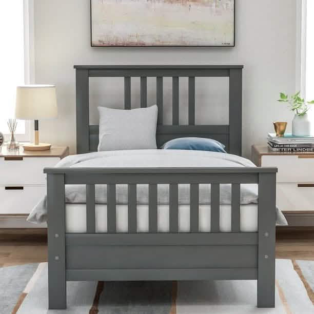 Solid Wood Platform Bed and Kids Room Headboard DailySale