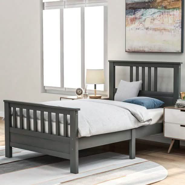 Solid Wood Platform Bed and Kids Room Headboard DailySale