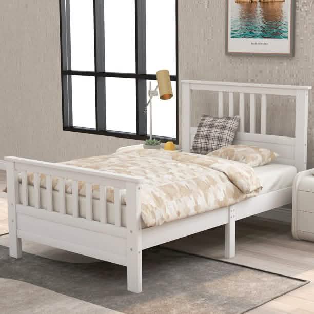 Solid Wood Platform Bed and Kids Room Headboard DailySale