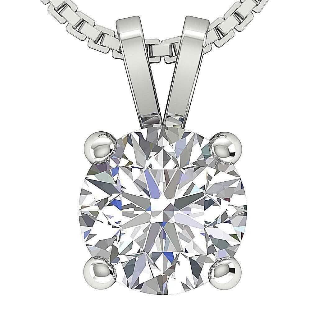 Solitaire Pendant I2 H 1.03 Ct Round Cut Diamond Four Prong Set 14K White Gold DailySale