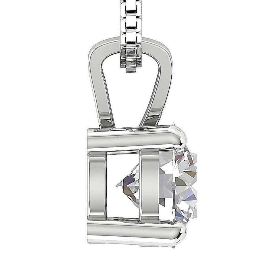 Solitaire Pendant I2 H 1.03 Ct Round Cut Diamond Four Prong Set 14K White Gold DailySale