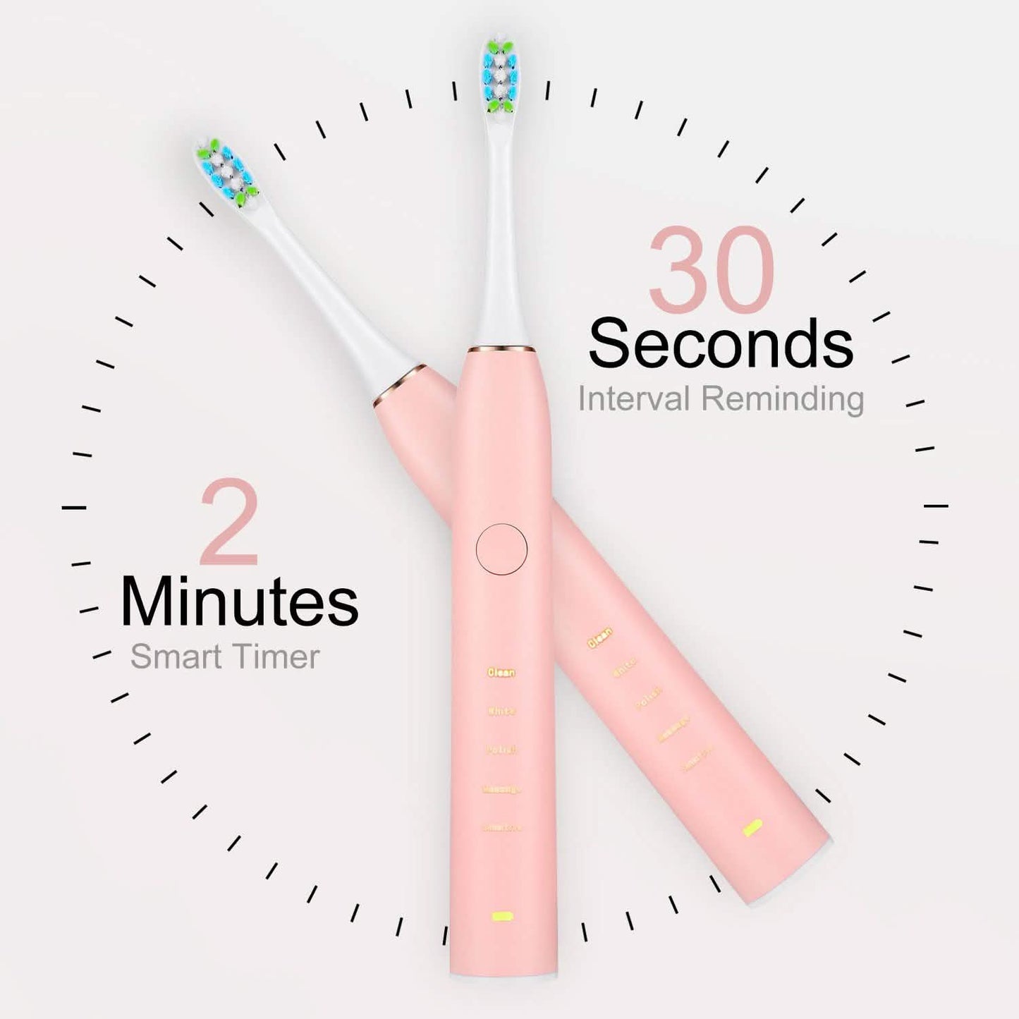 Sonic Electric Toothbrush For Adults Magnetic Charging Waterproof IPX7 Replacement Heads Set DailySale