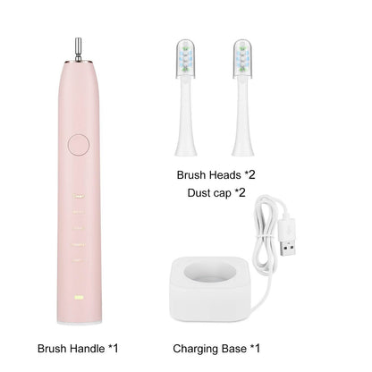 Sonic Electric Toothbrush For Adults Magnetic Charging Waterproof IPX7 Replacement Heads Set DailySale