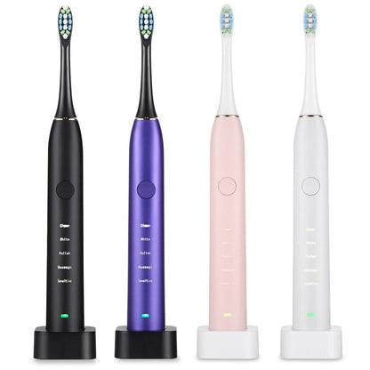 Sonic Electric Toothbrush For Adults Magnetic Charging Waterproof IPX7 Replacement Heads Set DailySale