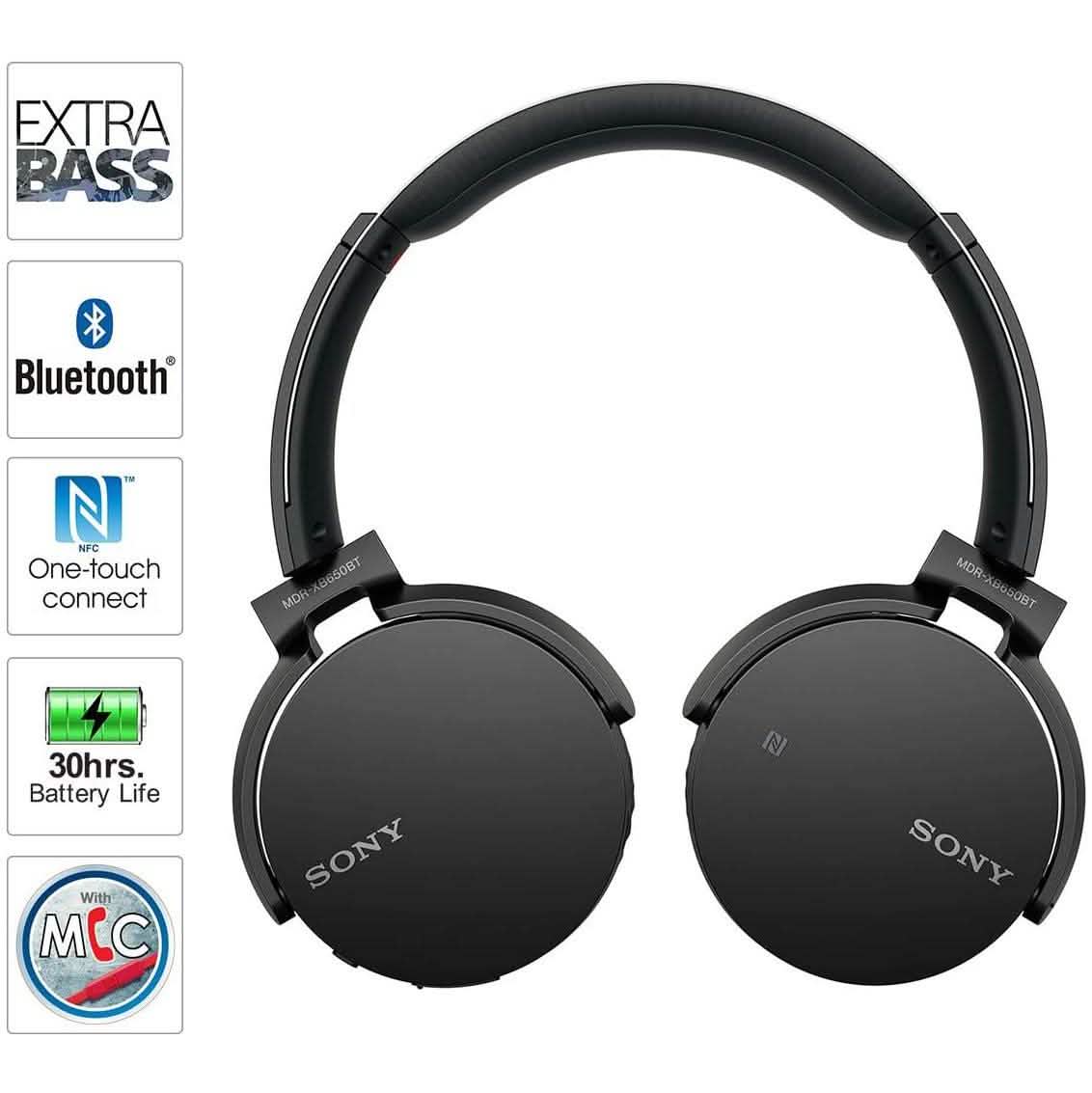 Sony MDRXB650BT/B Extra Bass Bluetooth Headphones - Black (Refurbished) DailySale