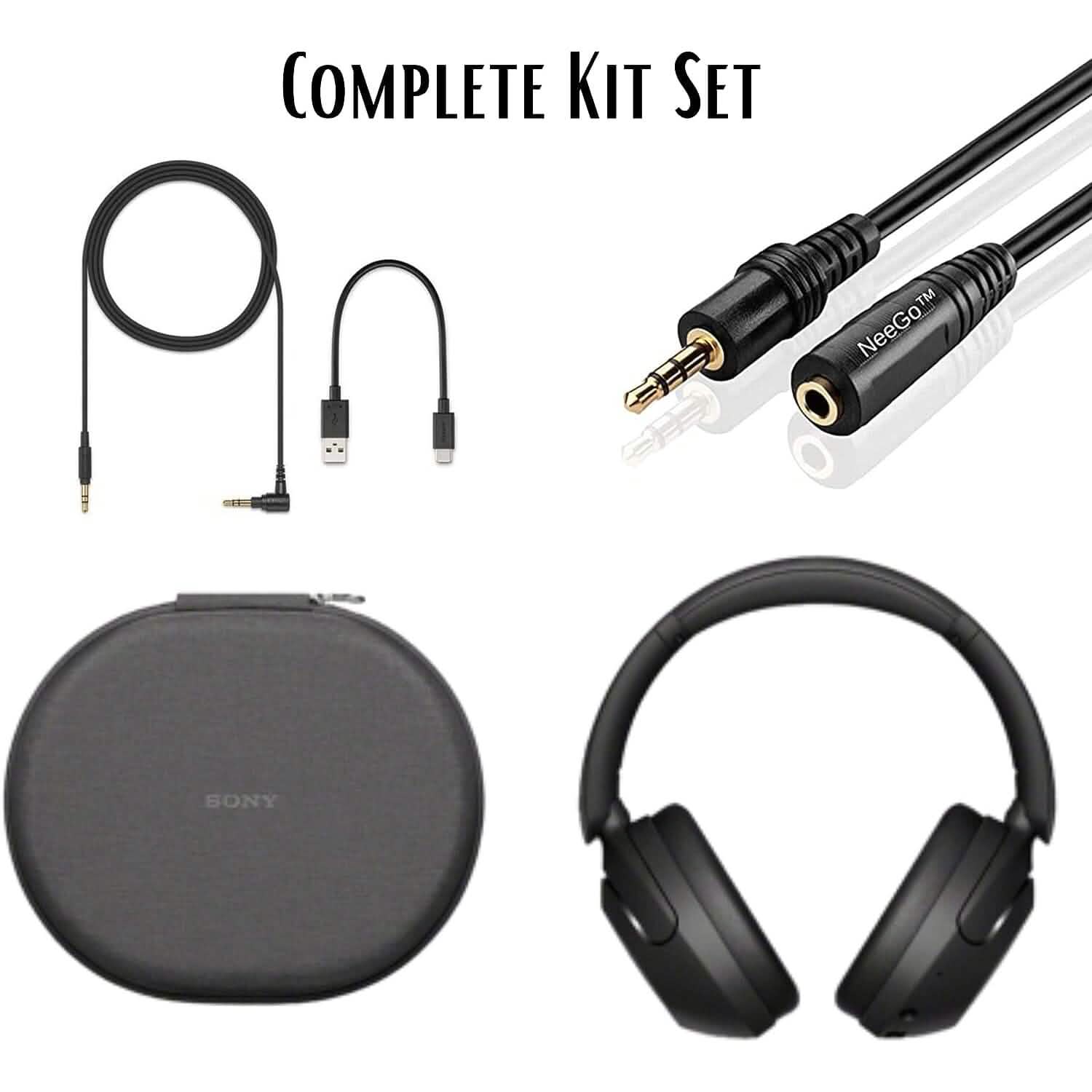 Sony Wireless Noise Cancelling Headphones WH-XB910N Bluetooth Headset + NeeGo 3.5mm Extension (Refurbished) DailySale
